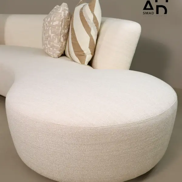 Nimbus Curved Bouclé Sofa – Ivory