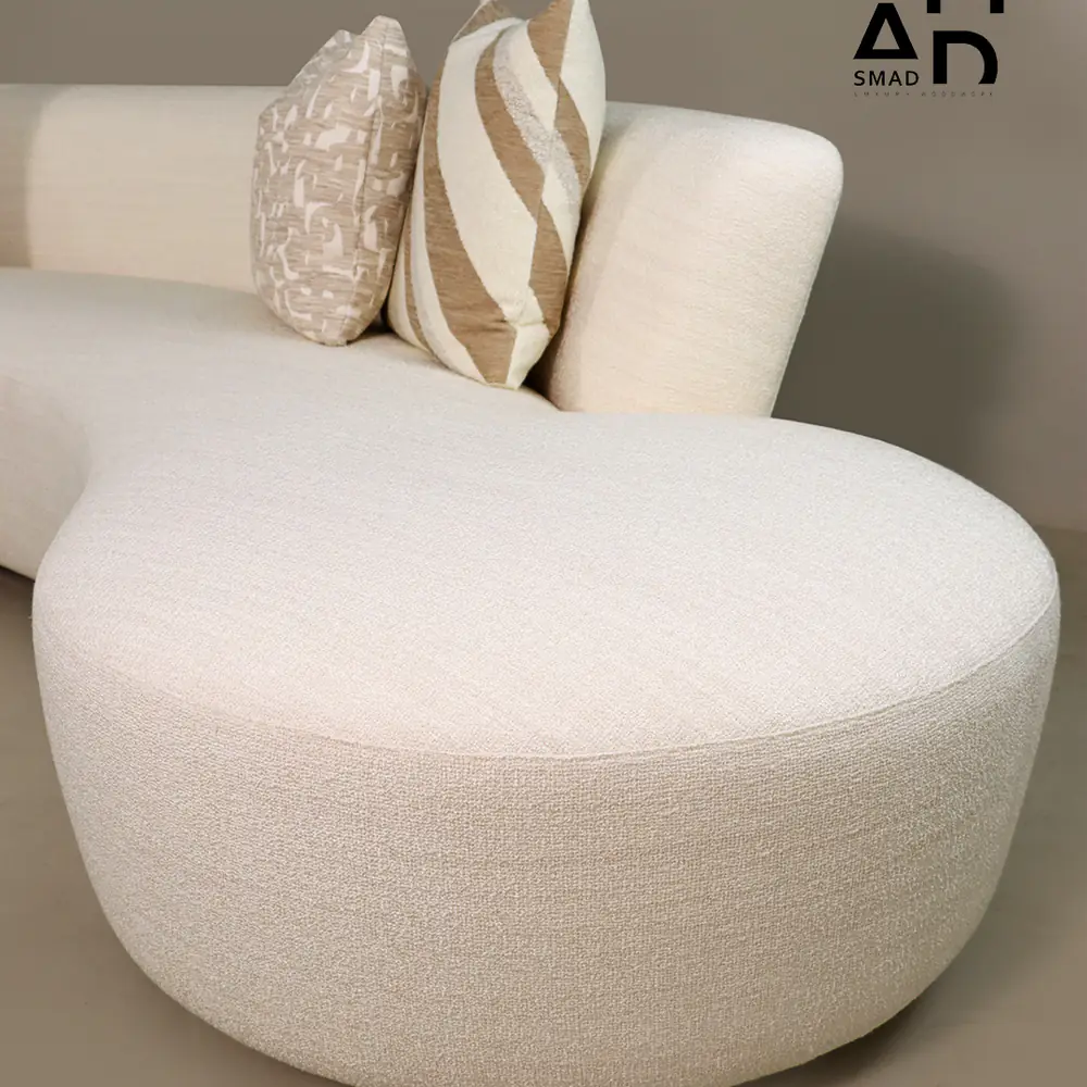 Nimbus Curved Bouclé Sofa – Ivory