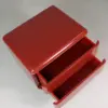 Terra Red Lacquer Two-Drawer Nightstand with Brass Base