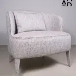 Arlo Curved-Back Upholstered Accent Chair - Light Grey