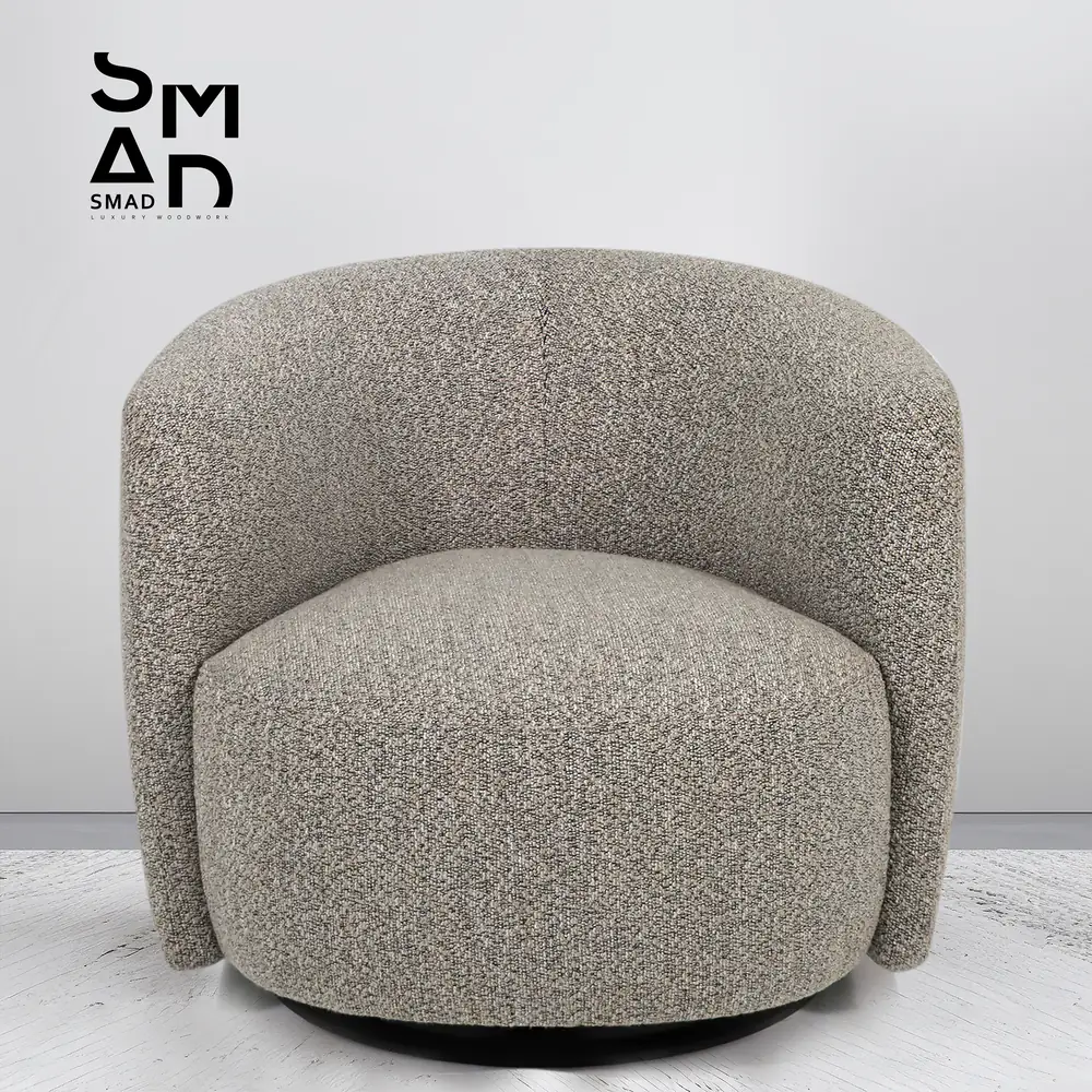 Pebble Bouclé Barrel Swivel Accent Chair