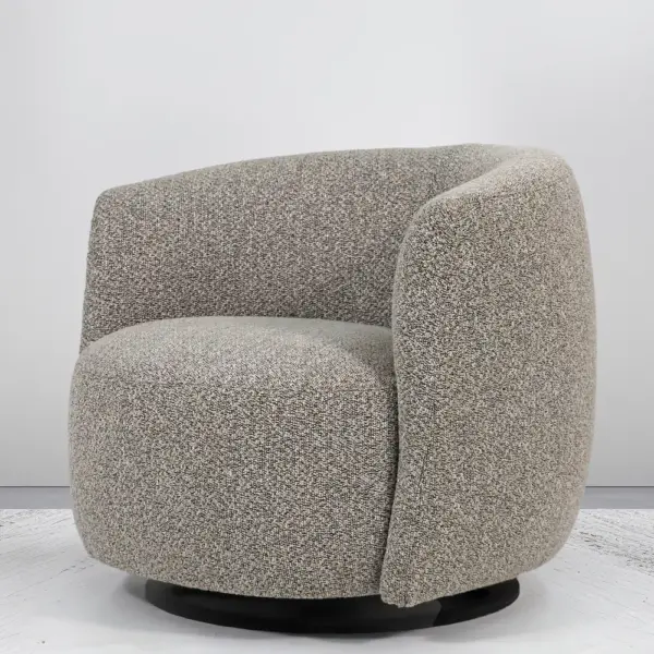 Pebble Bouclé Barrel Swivel Accent Chair
