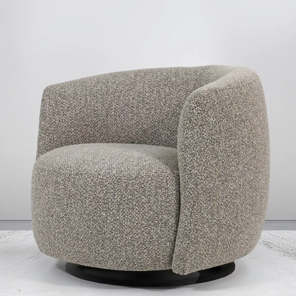 Pebble Bouclé Barrel Swivel Accent Chair