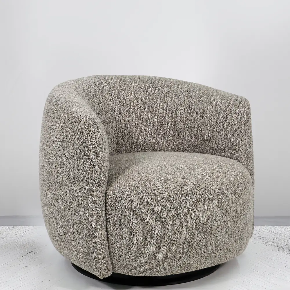 Pebble Bouclé Barrel Swivel Accent Chair