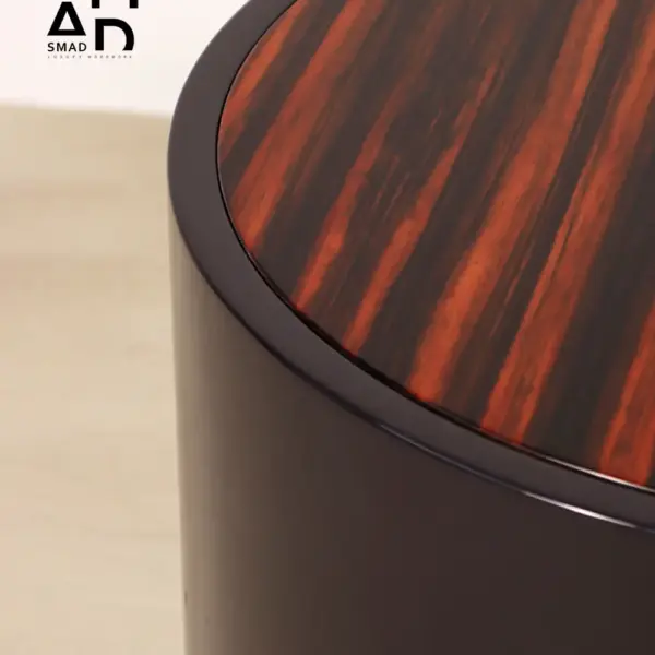 Round Drum Side Table with Ebony-Stripe Top