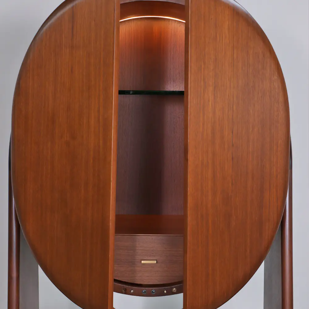 Halo Round LED Bar Cabinet in Walnut