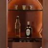 Halo Round LED Bar Cabinet in Walnut