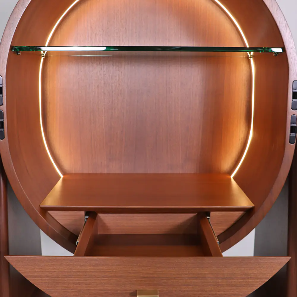 Halo Round LED Bar Cabinet in Walnut
