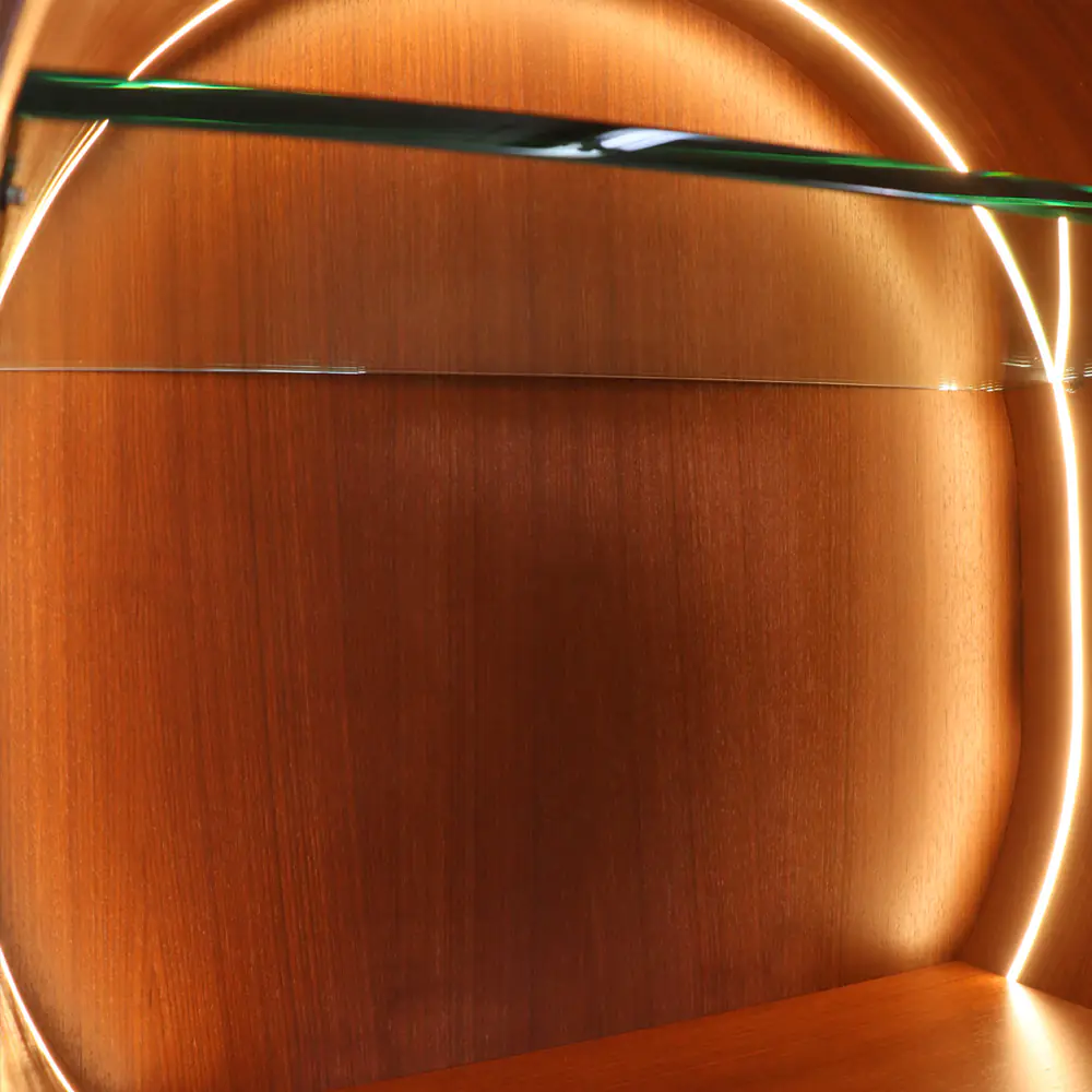 Halo Round LED Bar Cabinet in Walnut