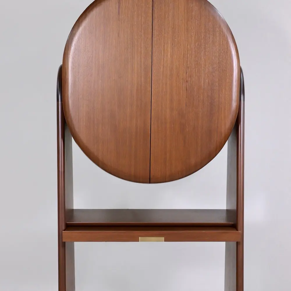 Halo Round LED Bar Cabinet in Walnut