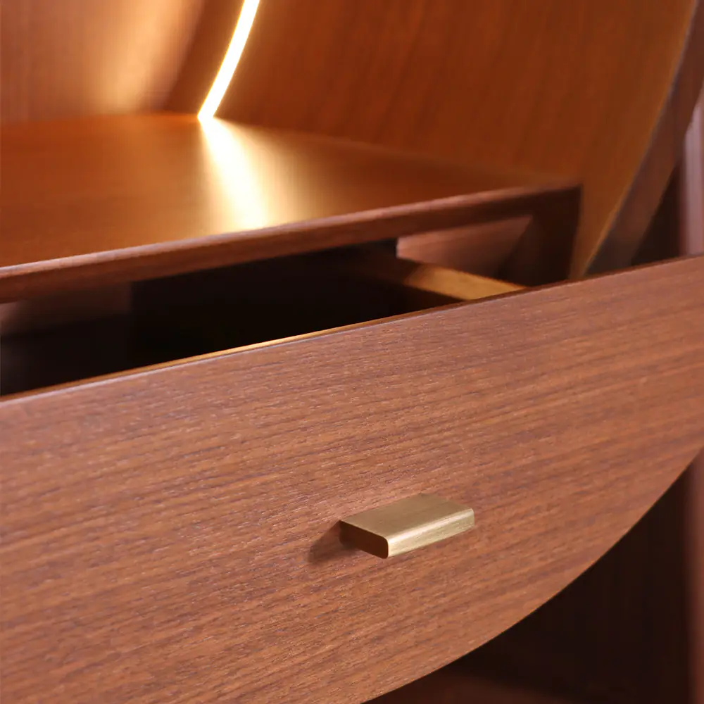 Halo Round LED Bar Cabinet in Walnut