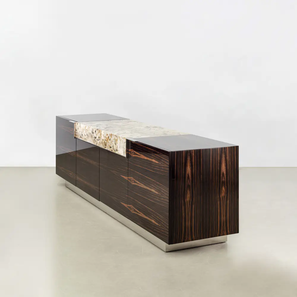 Aurelia Stone-Inlay Ebony Sideboard