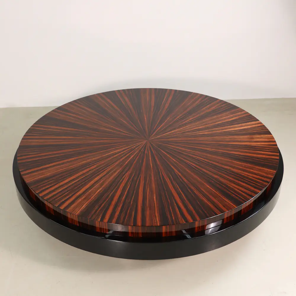 Orbit Round Coffee Table in Macassar Ebony & Brushed Steel
