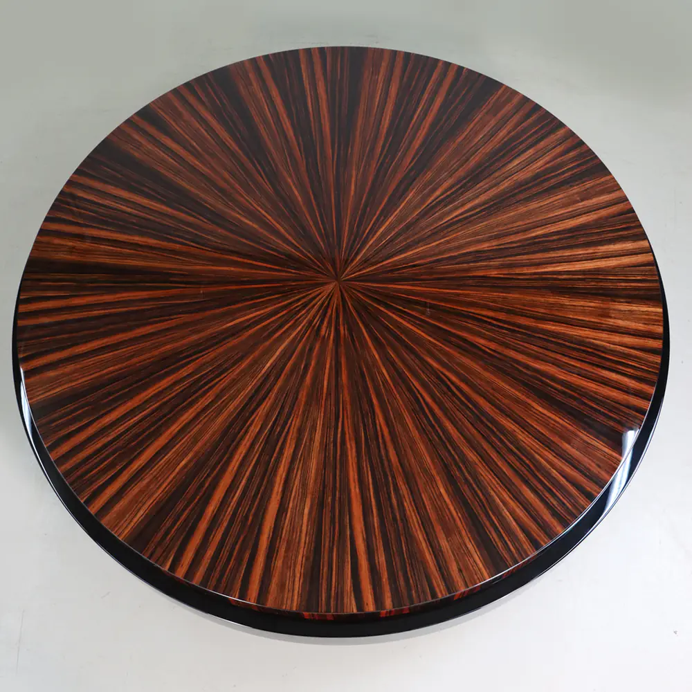 Orbit Round Coffee Table in Macassar Ebony & Brushed Steel
