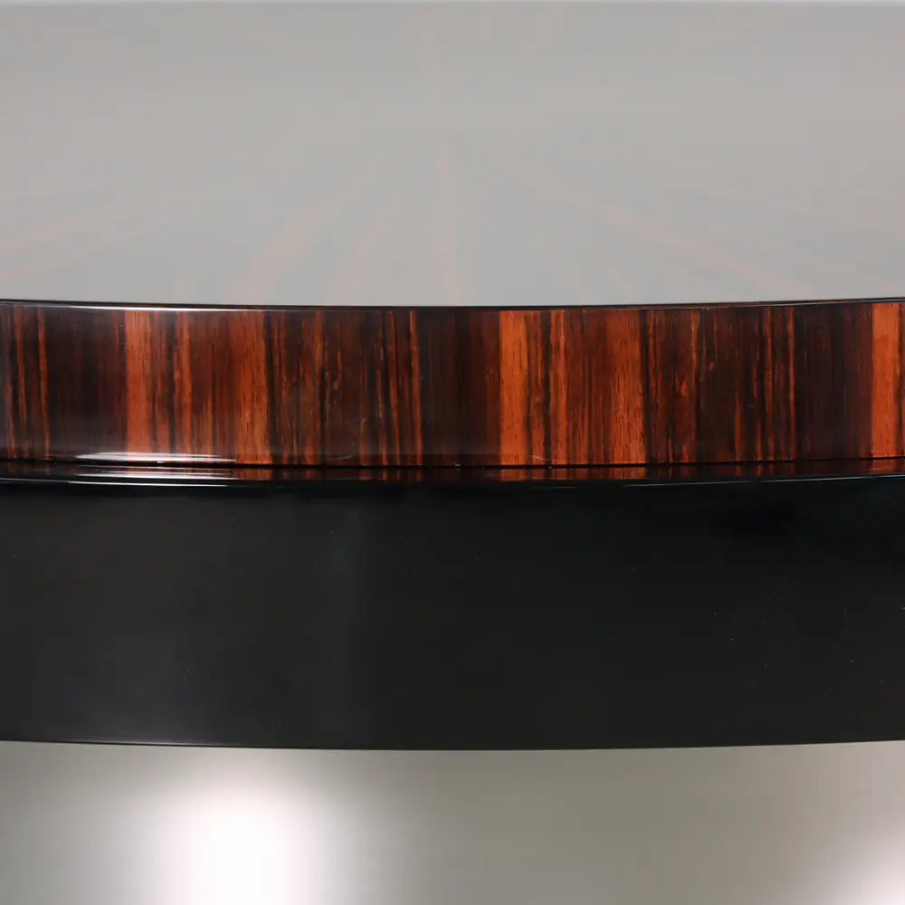 Orbit Round Coffee Table in Macassar Ebony & Brushed Steel