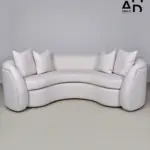 Luna Curved Ivory Bouclé Sofa