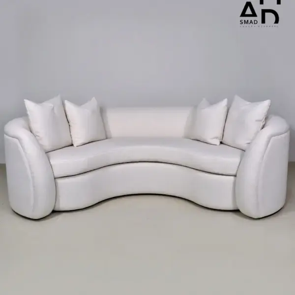 Luna Curved Ivory Bouclé Sofa