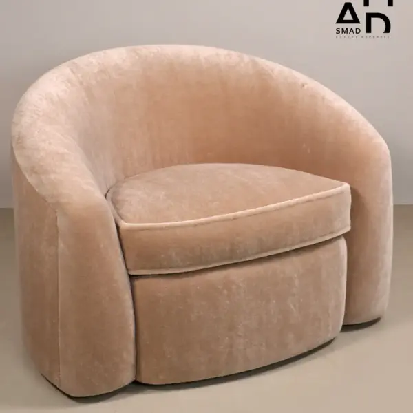 Aria Velvet Barrel Accent Chair – Sand