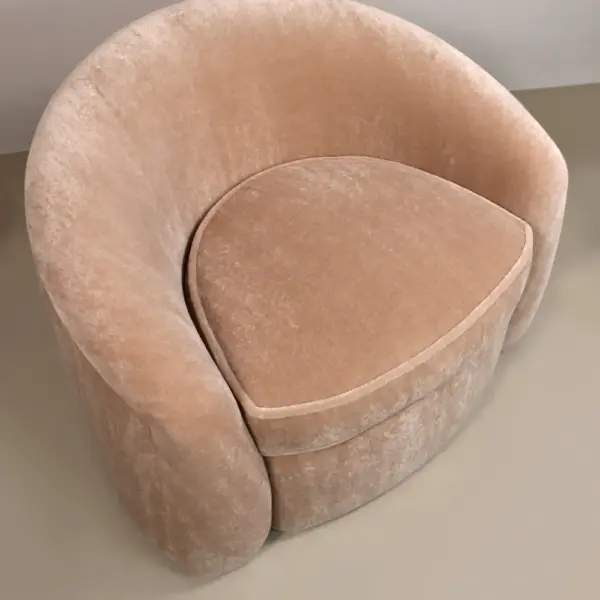 Aria Velvet Barrel Accent Chair – Sand