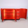 Crimson Lacquer Art Deco Sideboard Bar Cabinet