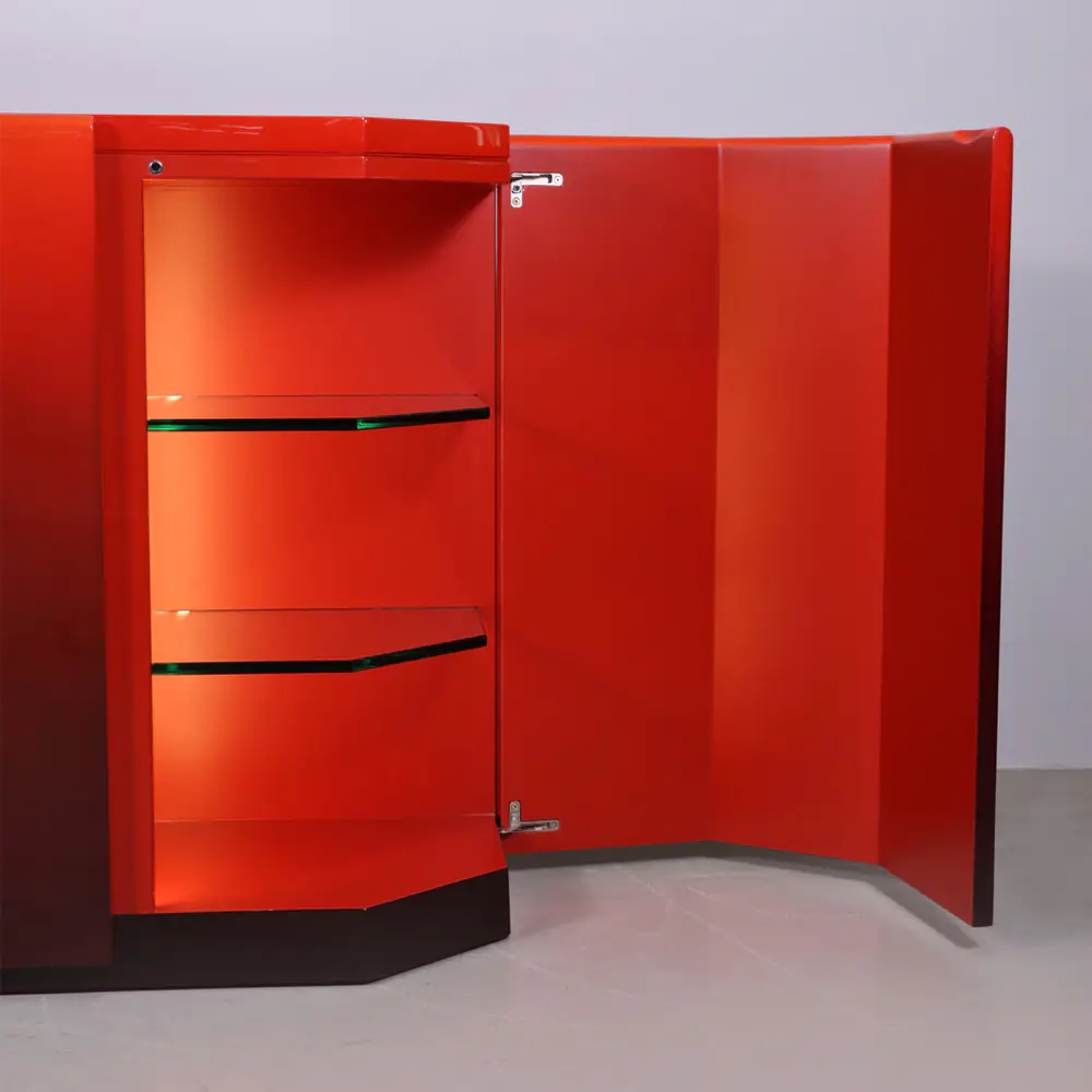 Crimson Lacquer Art Deco Sideboard Bar Cabinet
