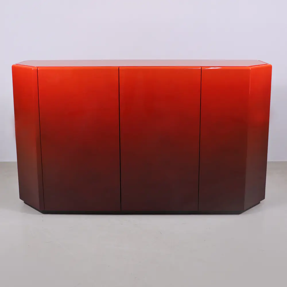 Crimson Lacquer Art Deco Sideboard Bar Cabinet