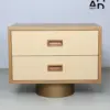 Aurelia Two-Drawer Pedestal Nightstand in Oak & Cream
