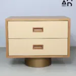 Aurelia Two-Drawer Pedestal Nightstand in Oak & Cream