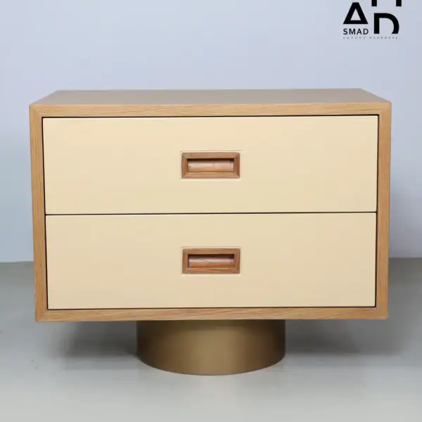 Aurelia Two-Drawer Pedestal Nightstand in Oak & Cream