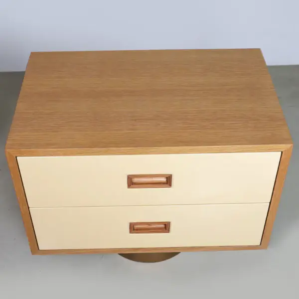 Aurelia Two-Drawer Pedestal Nightstand in Oak & Cream