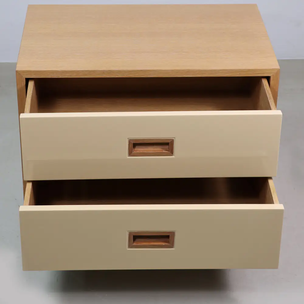 Aurelia Two-Drawer Pedestal Nightstand in Oak & Cream