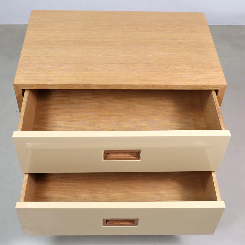 Aurelia Two-Drawer Pedestal Nightstand in Oak & Cream