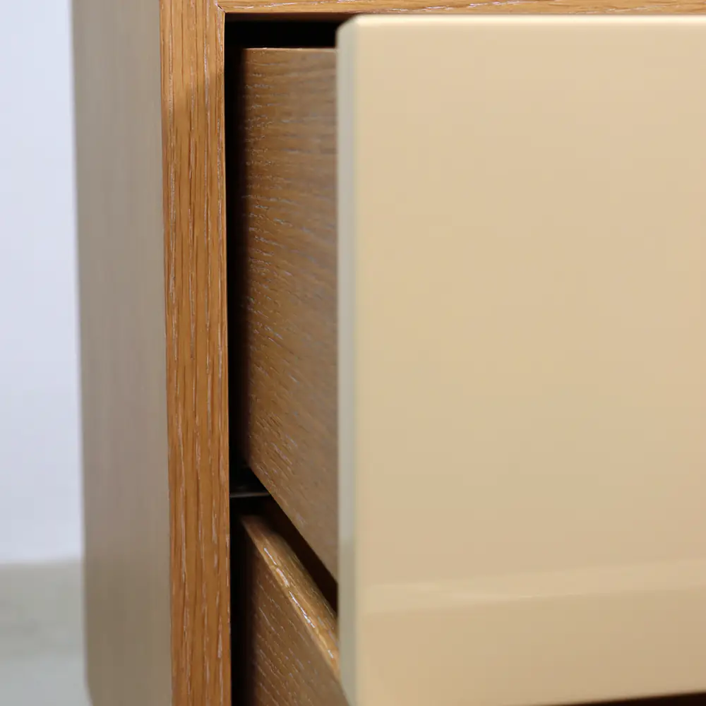 Aurelia Two-Drawer Pedestal Nightstand in Oak & Cream