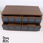 Orbit Eight-Drawer Sideboard with Blue Disc Pulls