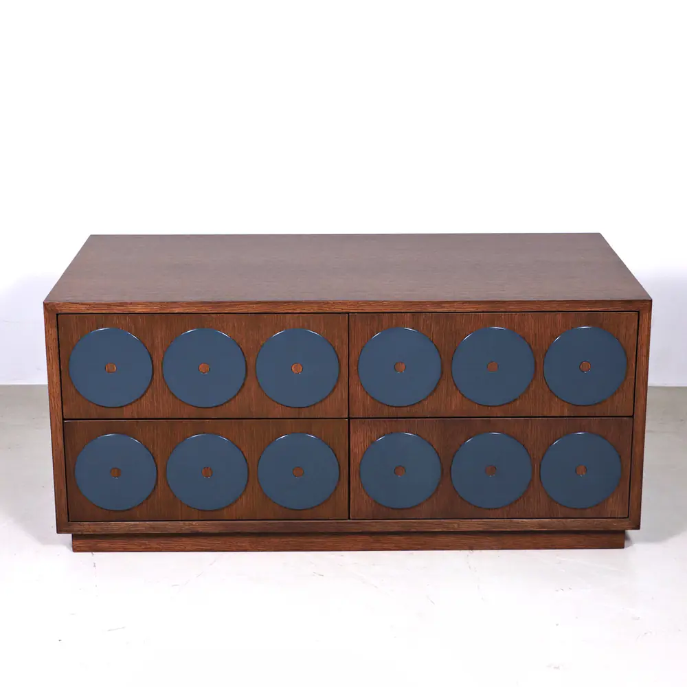 Orbit Eight-Drawer Sideboard with Blue Disc Pulls