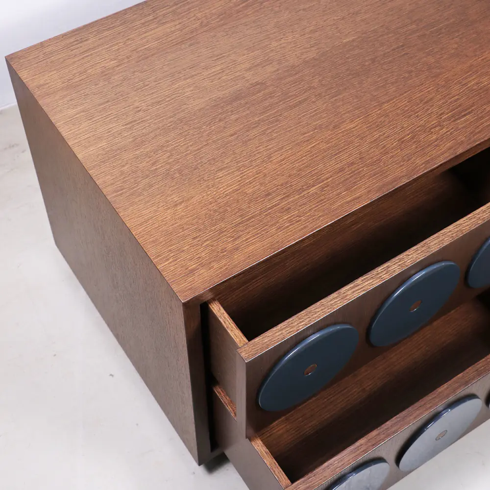 Orbit Eight-Drawer Sideboard with Blue Disc Pulls