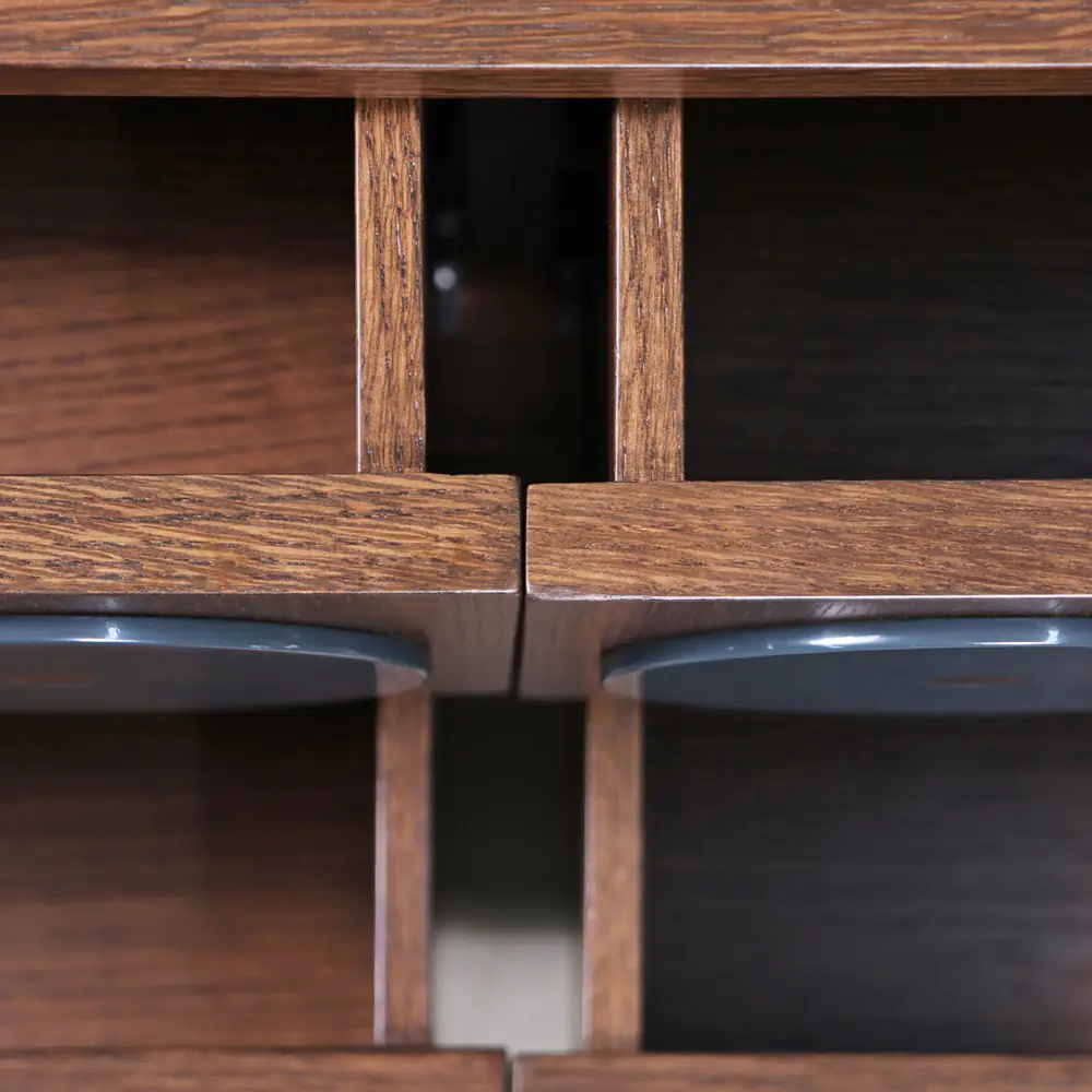 Orbit Eight-Drawer Sideboard with Blue Disc Pulls