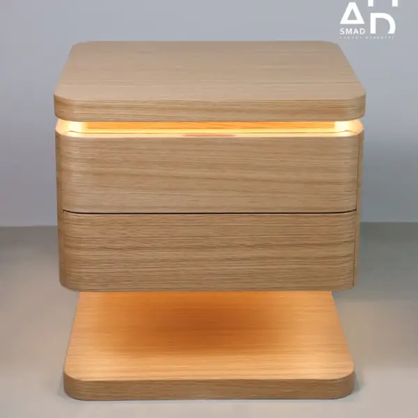 Aurora LED Oak Nightstand with Drawer