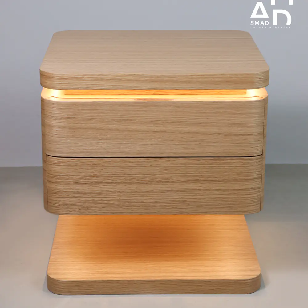 Aurora LED Oak Nightstand with Drawer