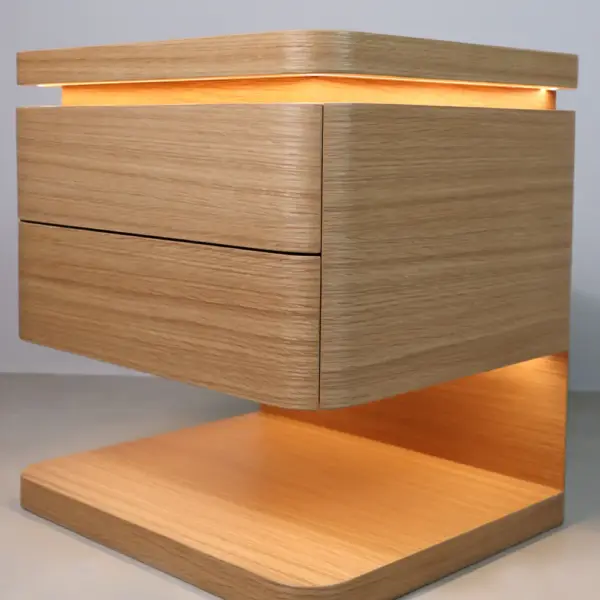 Aurora LED Oak Nightstand with Drawer