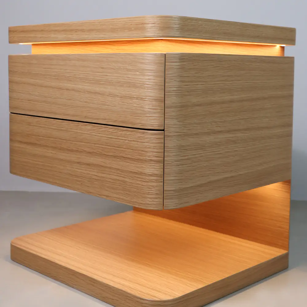 Aurora LED Oak Nightstand with Drawer