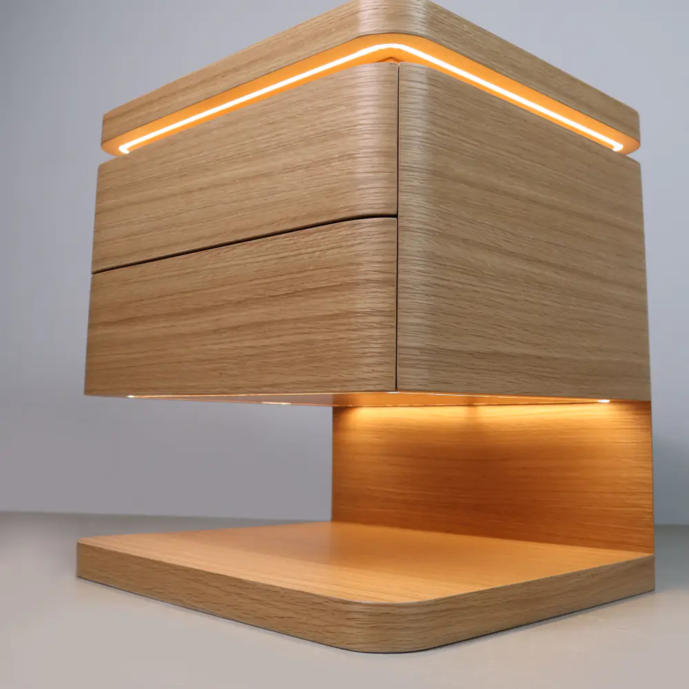 Aurora LED Oak Nightstand with Drawer