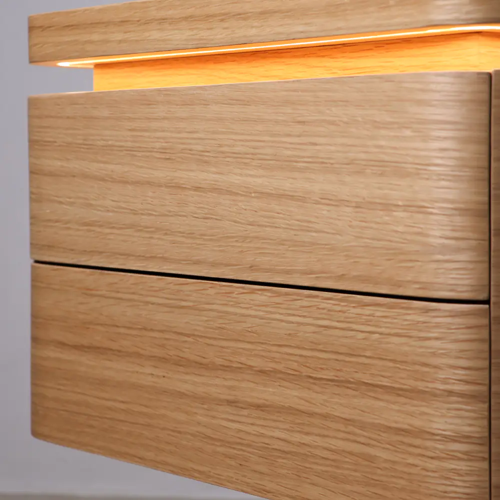 Aurora LED Oak Nightstand with Drawer