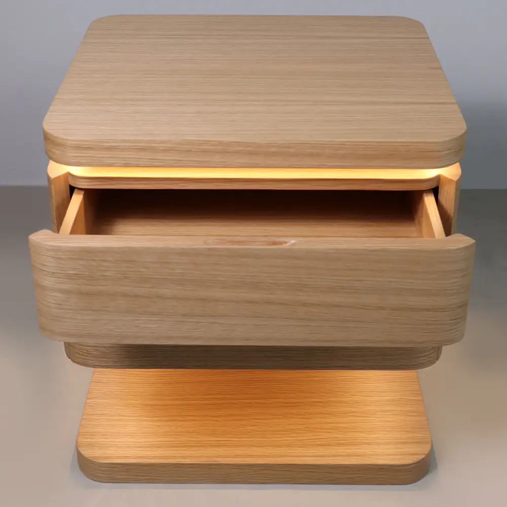Aurora LED Oak Nightstand with Drawer