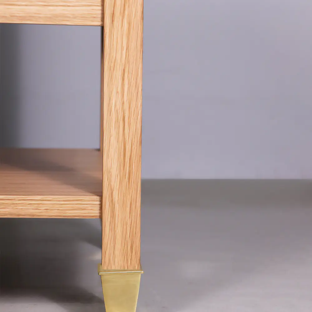 Oak Tray-Top End Table with Drawer and Shelf