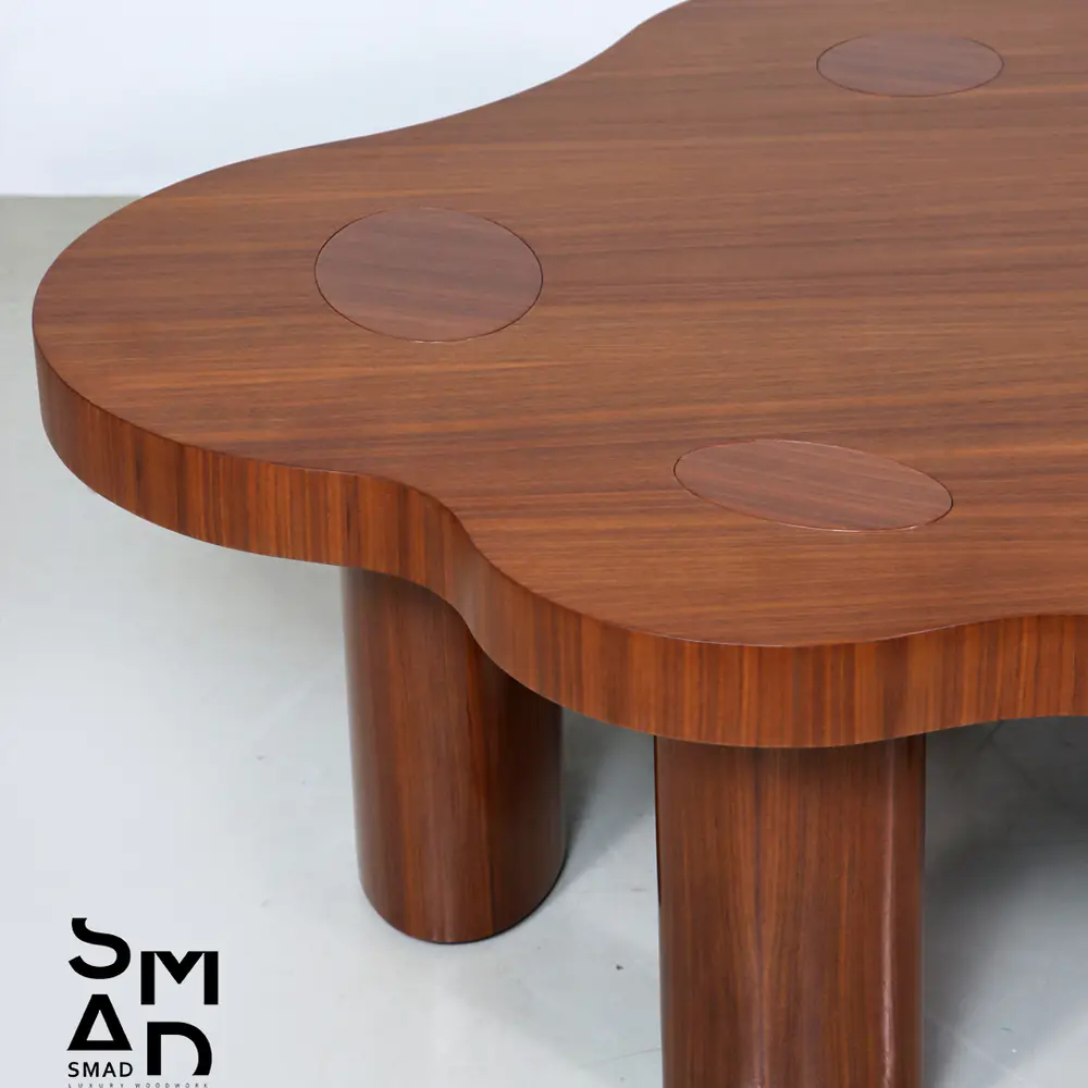 Walnut Cloud Coffee Table with Column Legs