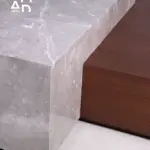 Luna Grey Marble & Walnut Block Coffee Table