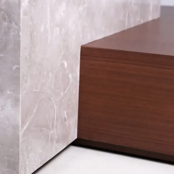 Luna Grey Marble & Walnut Block Coffee Table