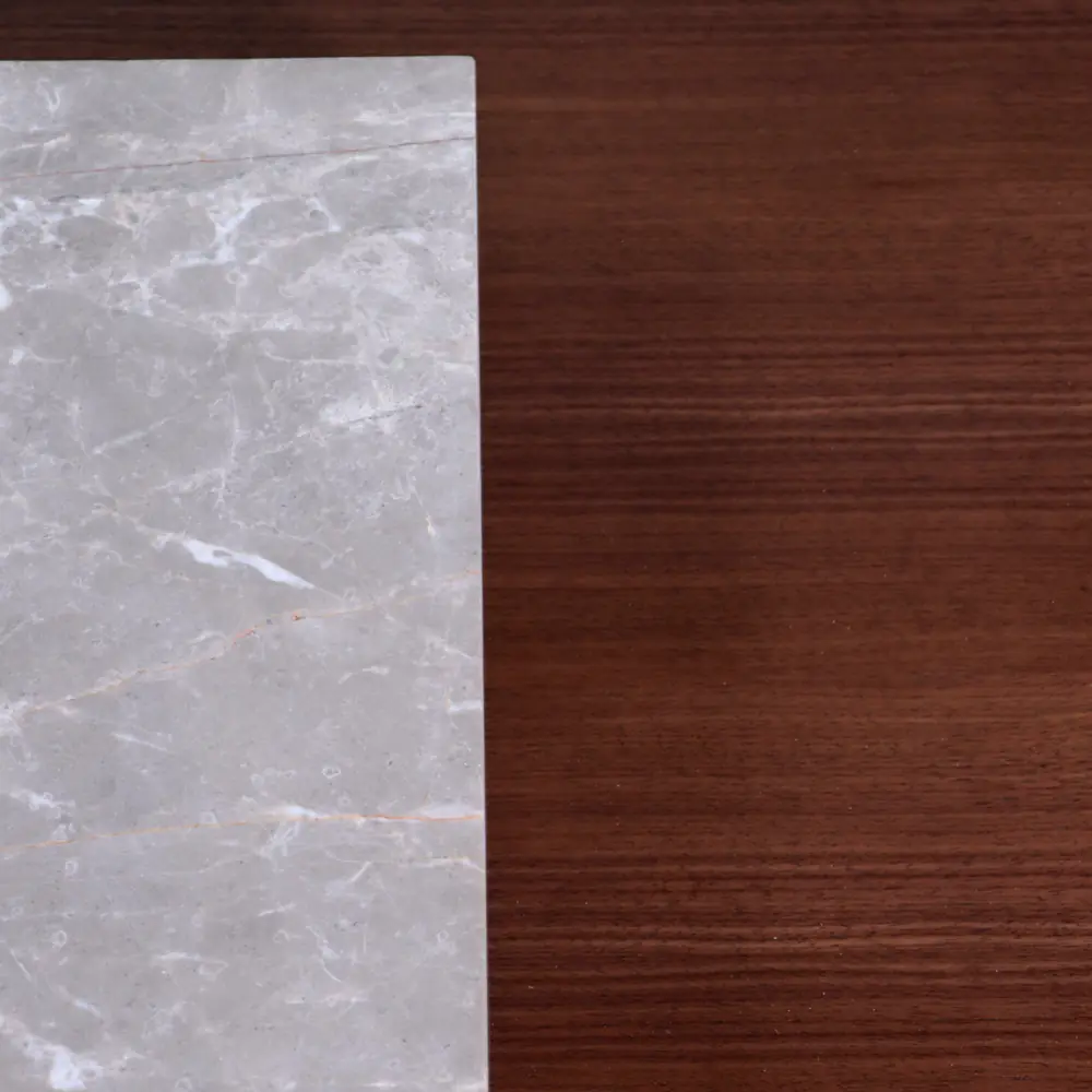 Luna Grey Marble & Walnut Block Coffee Table