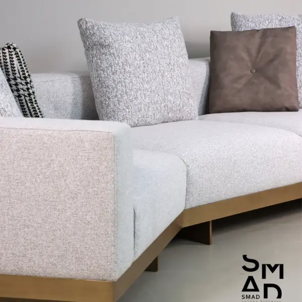 Arden Plinth-Base Sectional Sofa in Light Grey